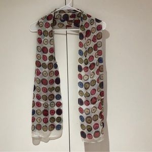 Authentic Moschino Scarf, 100% Silk, 20”W x 60”L, Buttons Hearts Print